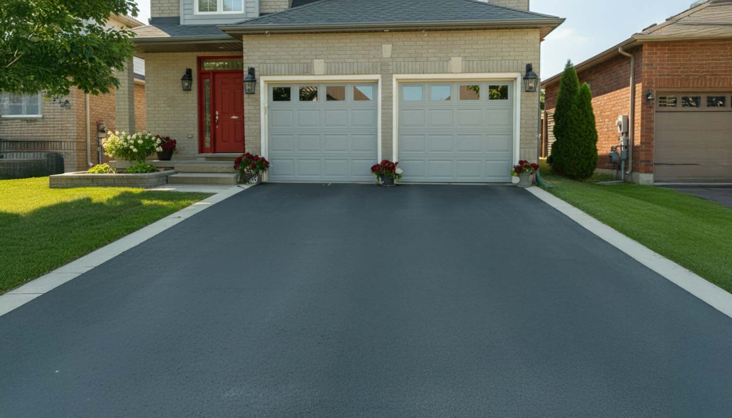 house with asphalt driveway